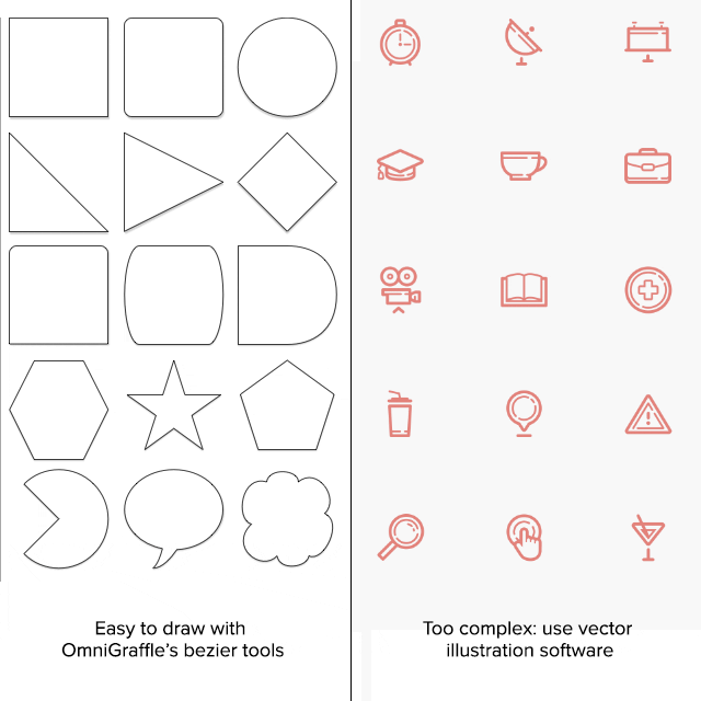 Vector shapes can sometimes be drawn in OmniGraffle.