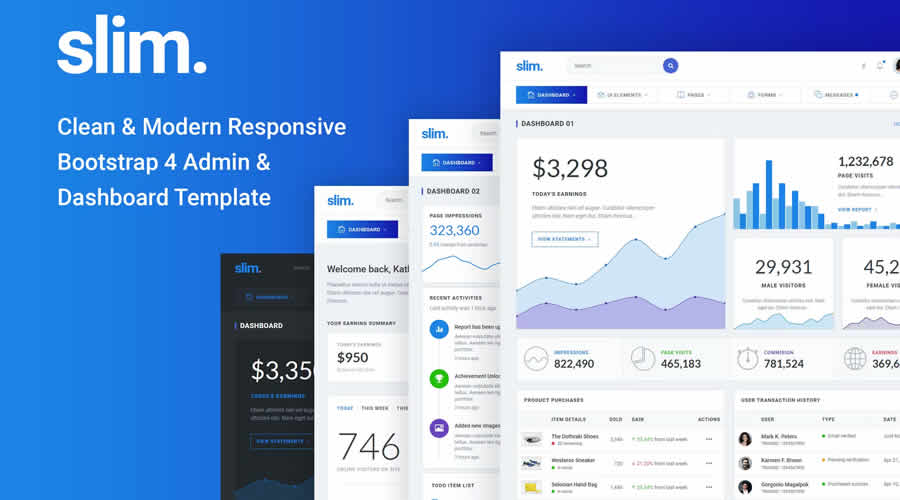 Slim Clean Modern Template Dashboard Admin UI UX Web Design Inspiration Idea