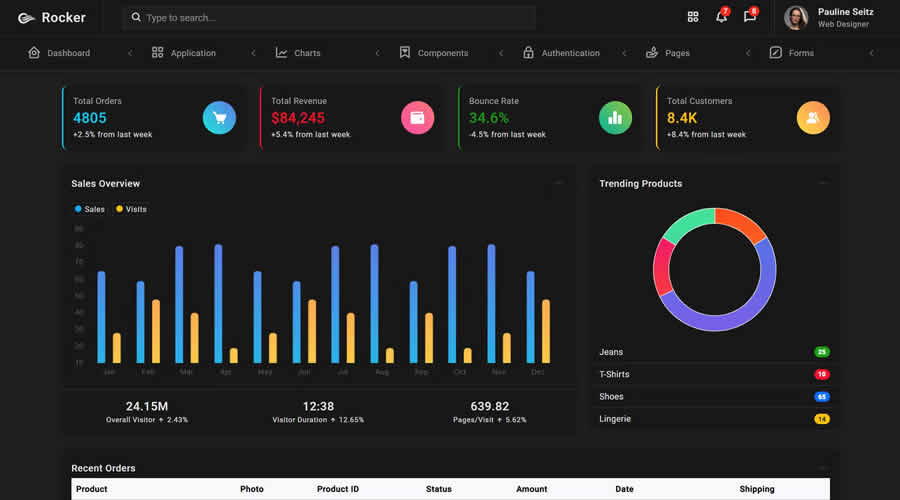 Rocker Dashboard Template Dashboard Admin UI UX Web Design Inspiration Idea