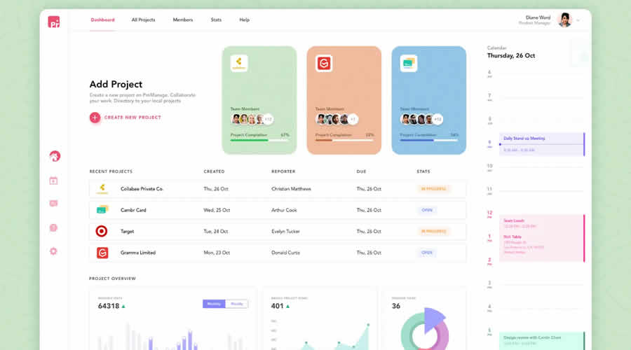 Work Management Dashboard Admin UI UX Web Design Inspiration Idea