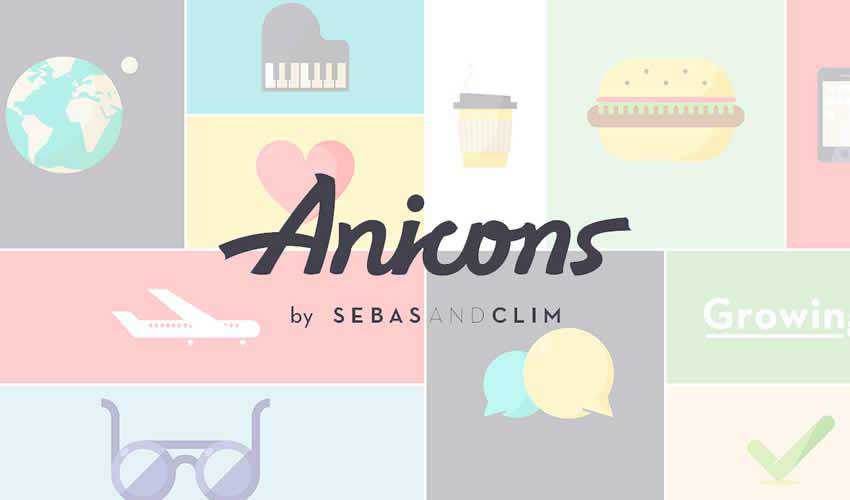 Anicons Customizable Library ae adobe after effects template motion design project files video movie icon animation type free