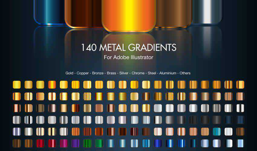 Metal Gradients adobe illustrator brush brushes abr pack set free