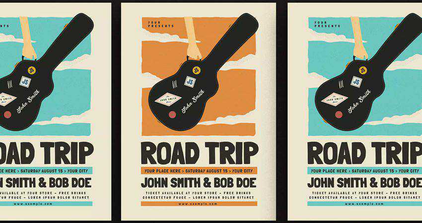 Road Trip Gigs Event Flyer adobe illustrator tutorial