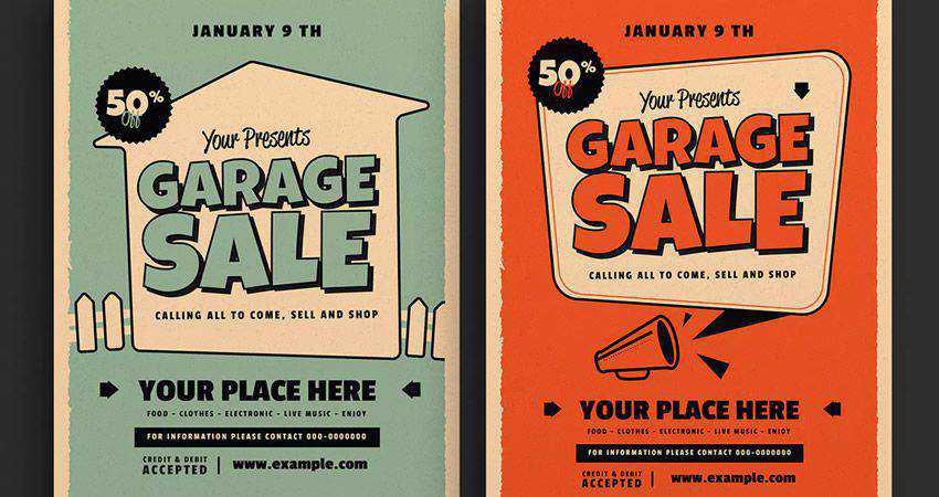 Retro Text Garage Sale Event Flyer adobe illustrator tutorial