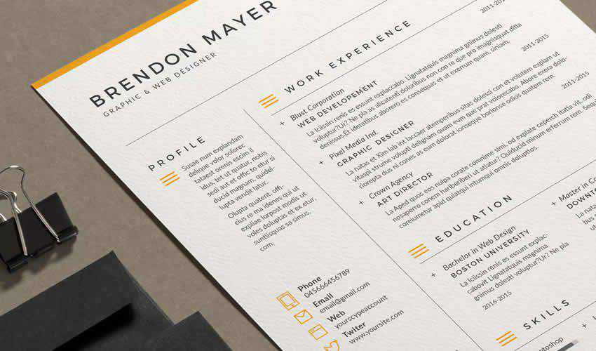  resume cv adobe indesign template brendon cover letter