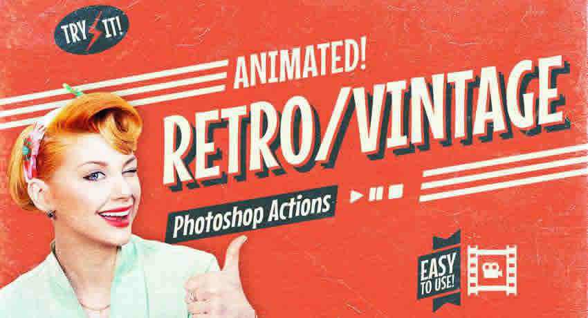 Animated Retro Vintage Film effects photo free photoshop actions