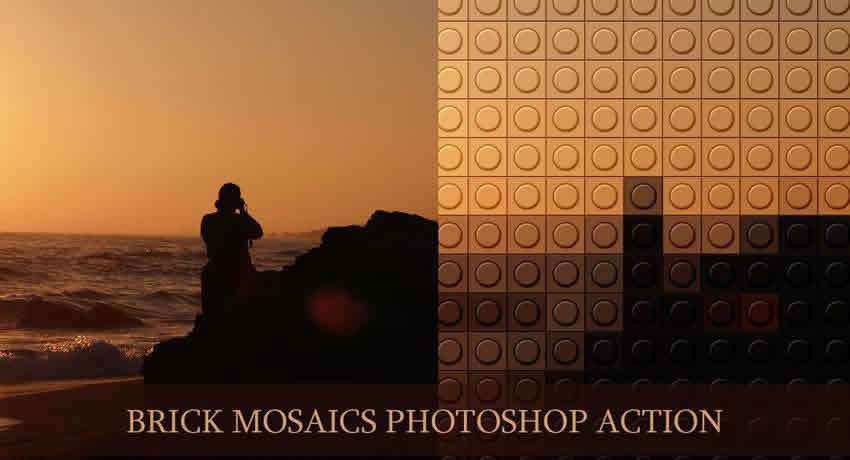 Brick Mosaics special effects photo free photoshop actions