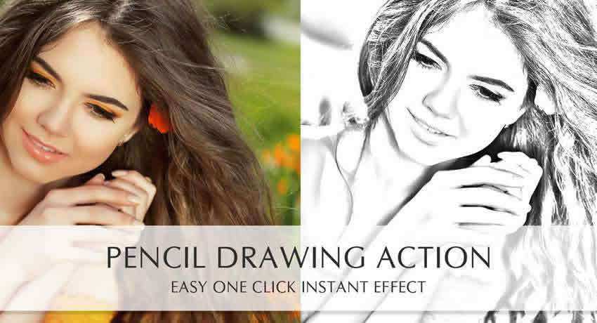 Pencil Drawing sketch effects photo free photoshop actions