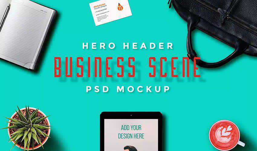 Hero Header Scene free adobe photoshop scene creator mockup template psd