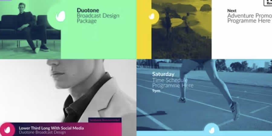  Duotone Broadcast Package Template After Effects Video Production