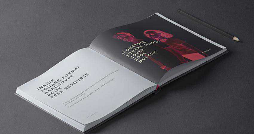 Free Square PSD Hardcover Book Mockup Photoshop PSD