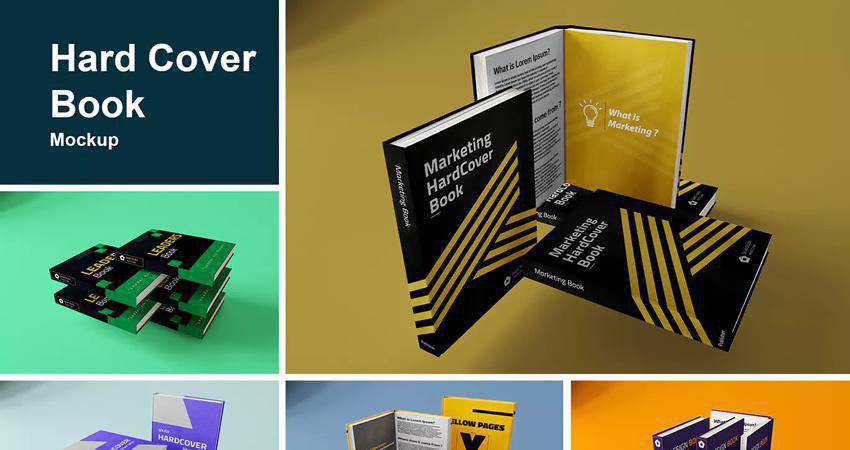 Hard Cover Book Mockup Photoshop PSD