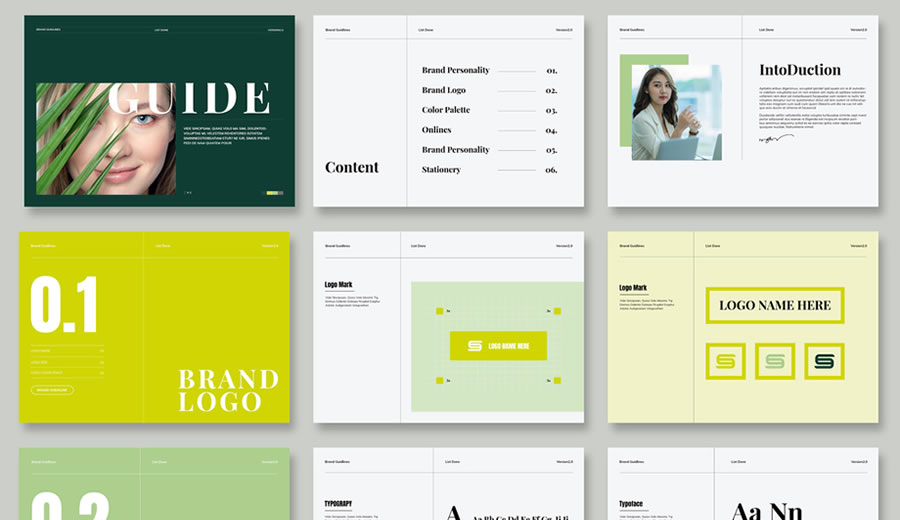 Green Brand Guideline Template for InDesign