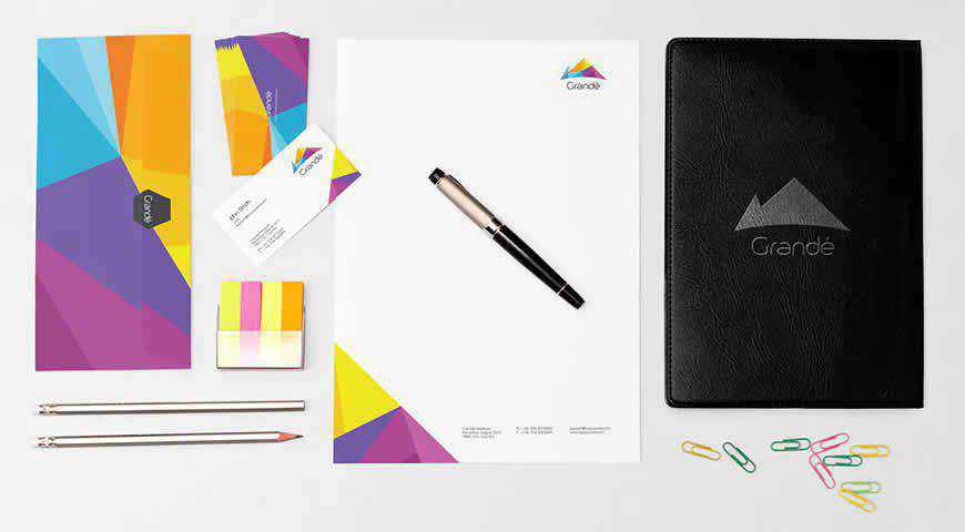 Colorful Stationery Branding Photoshop PSD Mockup Template