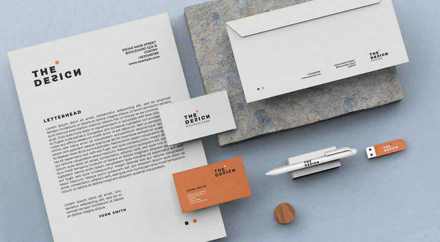 Minimal Stationery Branding Photoshop PSD Mockup Template