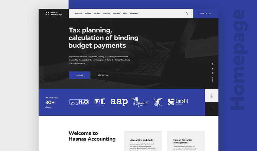 Hasnas Accounting business corporate website web design inspiration ui ux