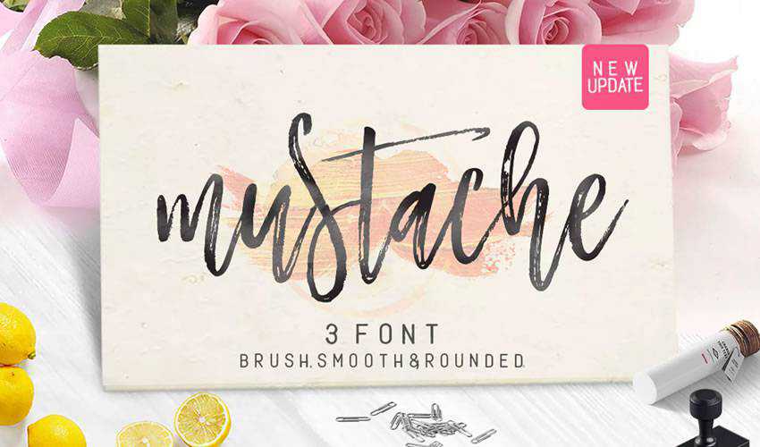 free font calligraphy typography script Mustache Brush