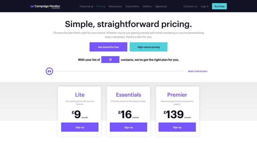 Campaign Monitor Pricing Page Web Design Inspiration