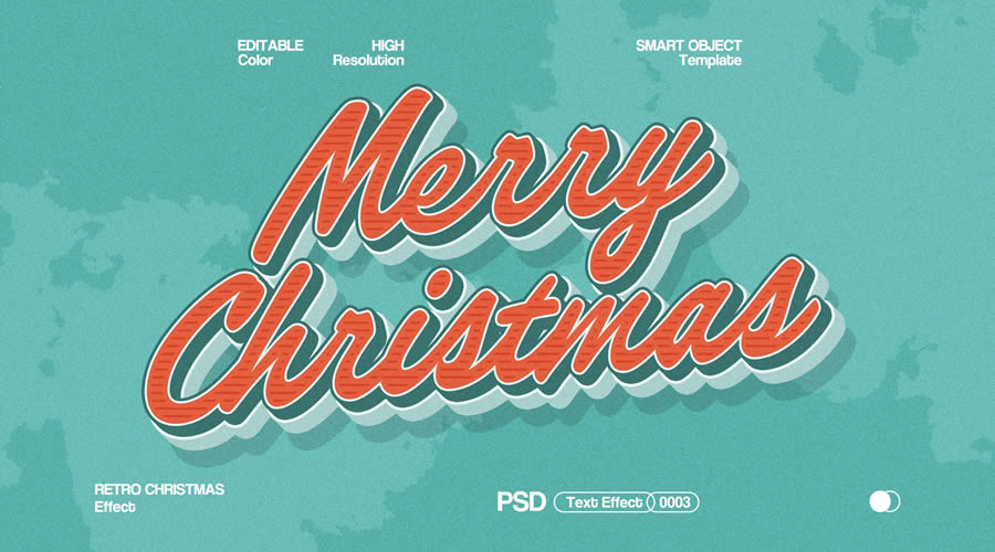 3D Retro Christmas Text Effect