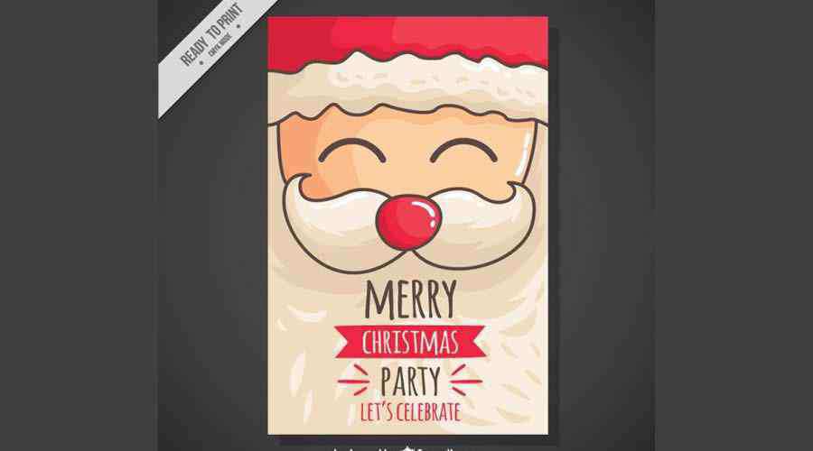 Christmas Party Invitation with Hand-drawn Santa Vector free holidays