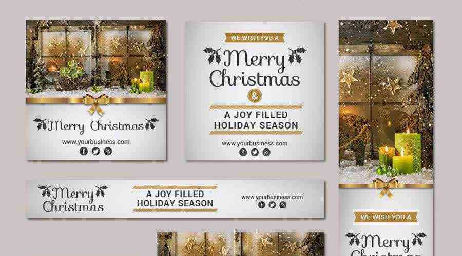 Huge Christmas New Year Vector Banner Kit free holidays