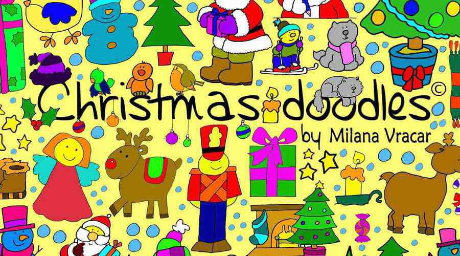 126 Christmas Doodles Brush Pack free holidays