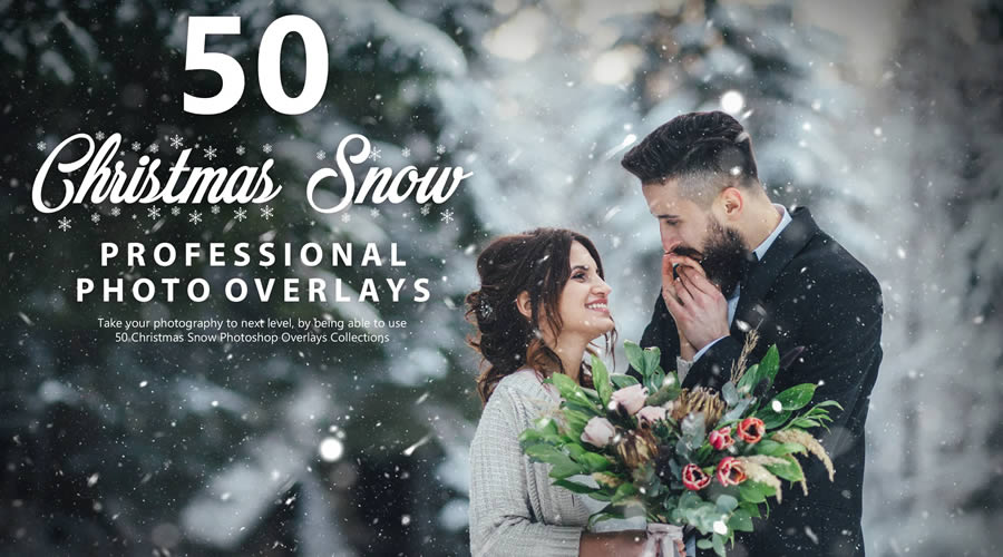 50 Christmas Snow Overlays