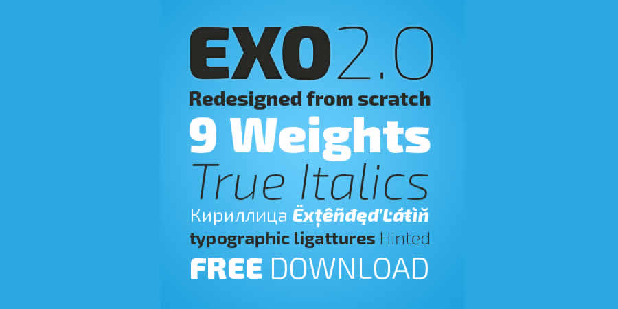 Exo 2.0 Contemporary Geometric Sans Serif free clean font typeface