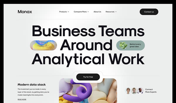 Monax Business Analytics Clean Web Design Inspiration Ideas