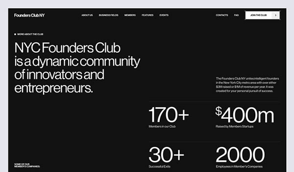 Founders Club NY Clean Web Design Inspiration Ideas