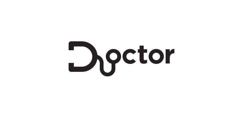 Doctor Wordmark clever typography in logo design