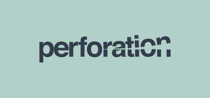 Perforation Logotype clever typography in logo design