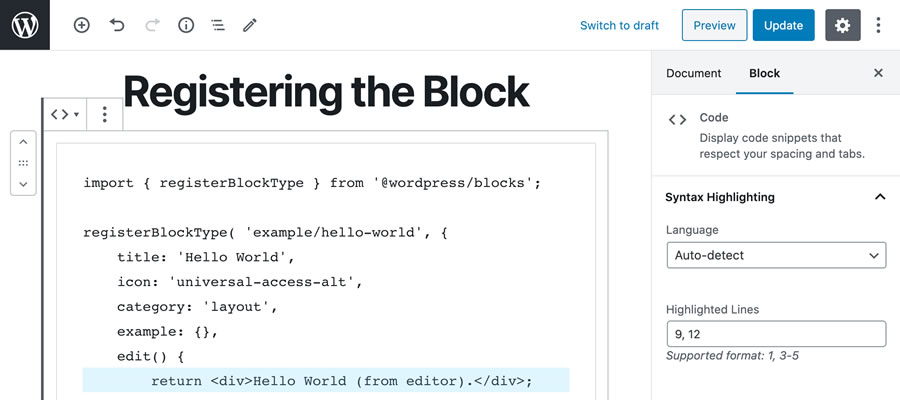 Syntax-Highlighting Code Block with Server-side Rendering WordPress Plugin