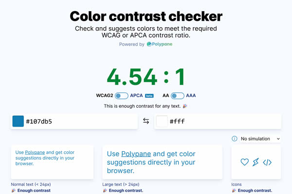 Color Contrast Checker online web tool for designers