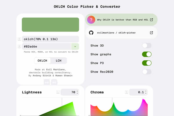 OKLCH Color Picker Converter online web tool for designers