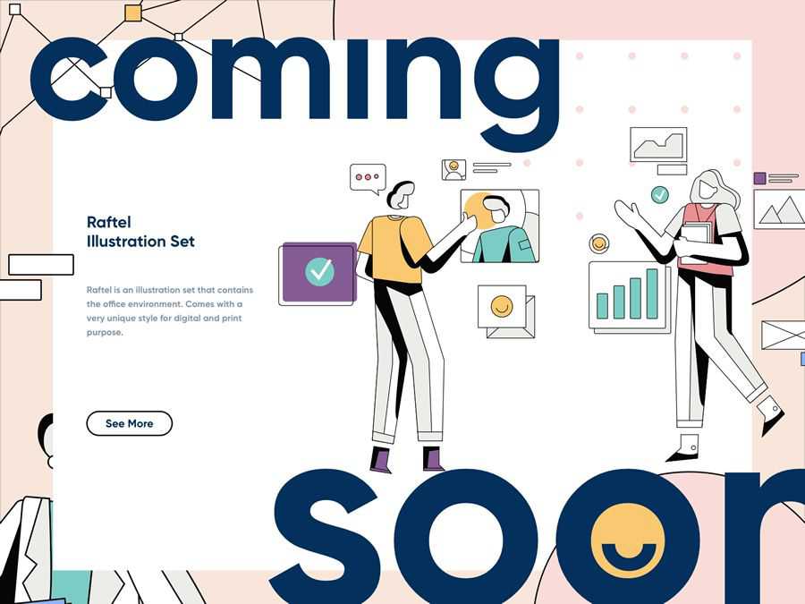 Raftel Coming Soon Illustration page web design inspiration