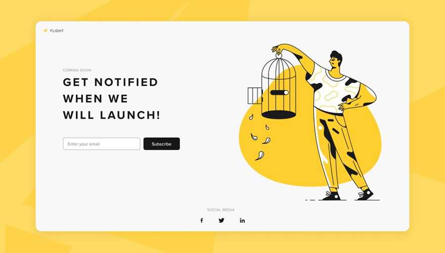 Flight coming soon page web design inspiration