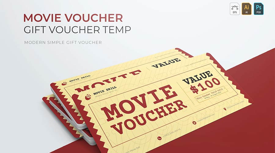 Movie Voucher Gift Voucher Photoshop Template