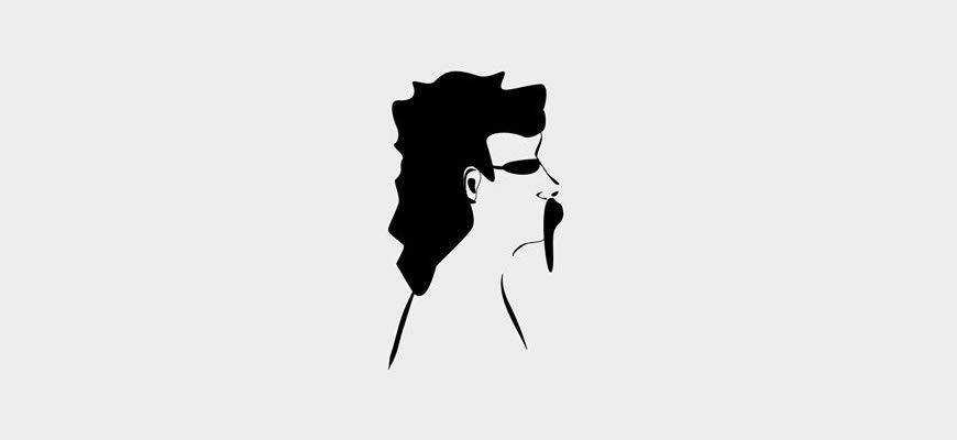 Illustration of man with mullet hair