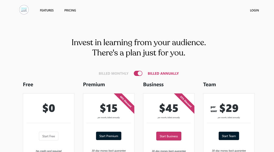 Crowd Signal Pricing Page Web Design Inspiration