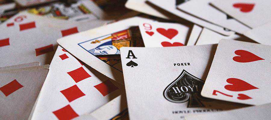 Playing cards on a table.