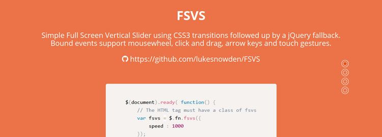 FSVS simple fullscreen vertical slider using CSS3 transitions with jQuery fallback