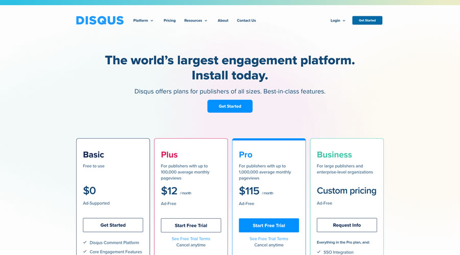 Disqus Pricing Page Web Design Inspiration