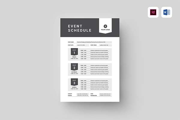 Event Schedule InDesign Template