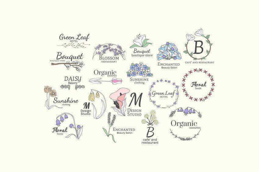 Floral Feminine Logo Vector Templates AI EPS