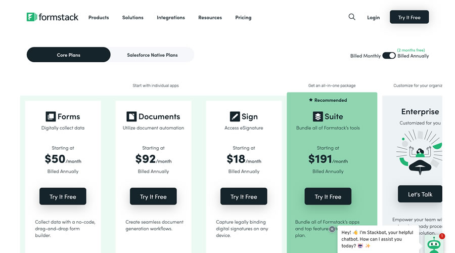 FormStack Pricing Page Web Design Inspiration