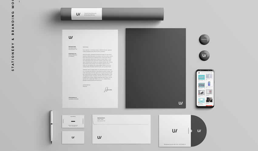 Minimal Stationery Branding & Identity Mockup PSD Photoshop Free