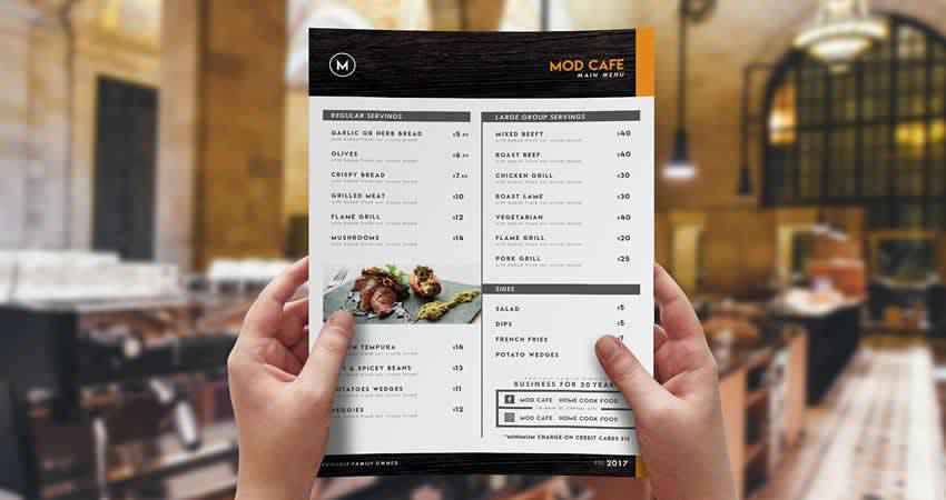 Cafe Menu Template Photoshop PSD AI