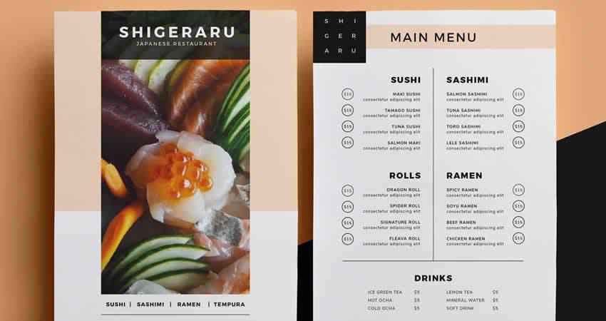 Restaurant Menu Template Photoshop PSD AI EPS