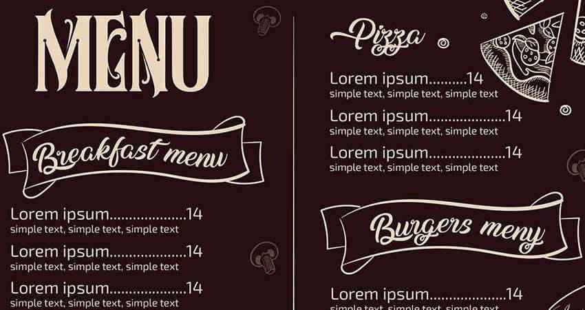 Illustrated Restaurant Menu Template Photoshop PSD